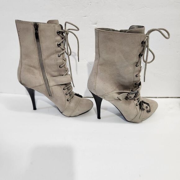 Guess Grey Hifh Heel Lace Up Boota Size 8.5 - Picture 3 of 12